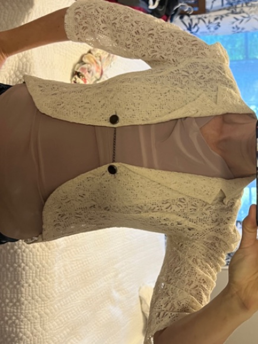 Lace Openwork Cream Jacket - Women’s Lightweight Coat